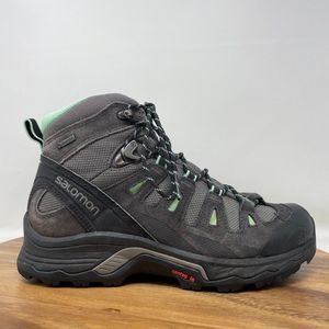 Salomon Gray and Mint Green Lace-Up Hiking Boots